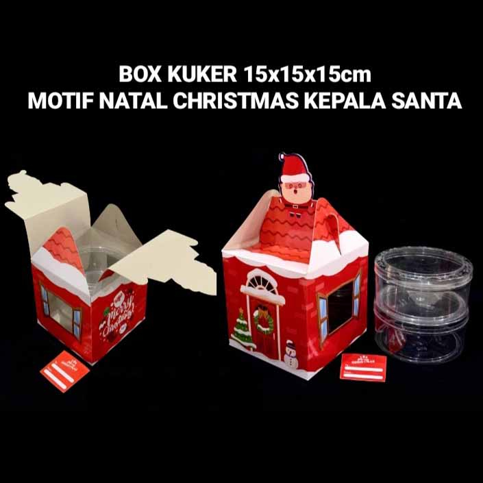 

5 Pcs Box 2 Toples 500gr Natal Kardus Kemasan Hampers Cookies Christmas Ukuran 15x15x15 cm Motif Kepala Santa