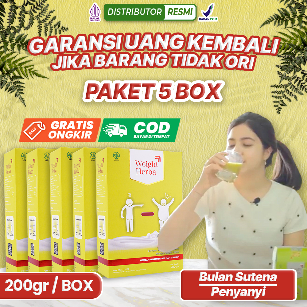 

WEIGHT HERBA PROMO 5 BOX | Susu Dengan Formulasi Alami Atasi Susah Gemuk 100% Alami Tambah Berat Badan Ideal