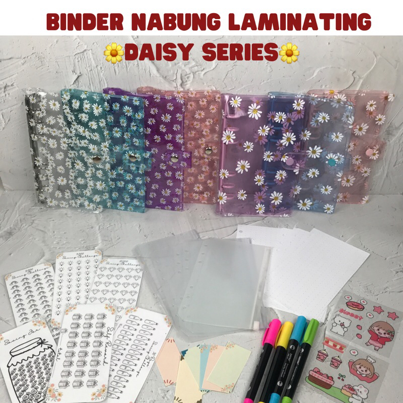 

PAKET LENGKAP BINDER NABUNG VELLUM PAPER LAMINATING A6 DAISY SERIES - BUDGETING PLANER BOOK - BUKU KEUANGAN - NABUNG SERU