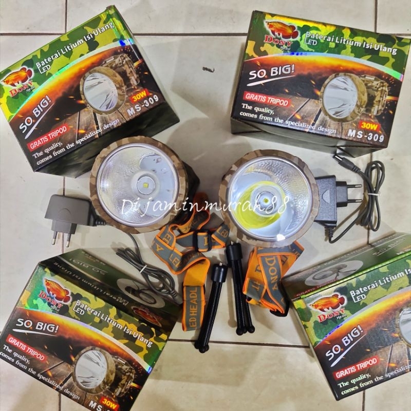 DONY Ms 309 30 Watt Senter Kepala Super Terang Original Cahaya Putih dan Kuning
