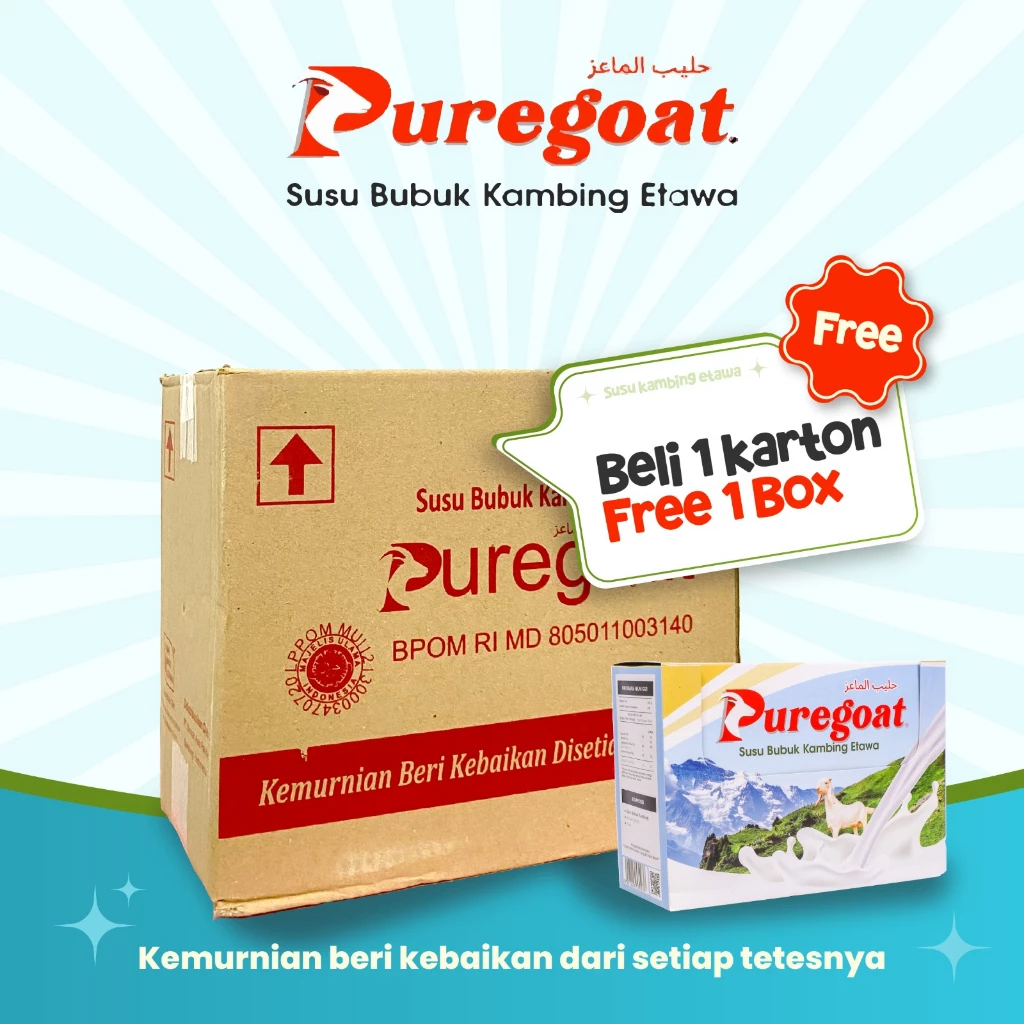 

Puregoat - Susu Bubuk Kambing Etawa Gula Aren Murni - 1 Karton free 1 Box