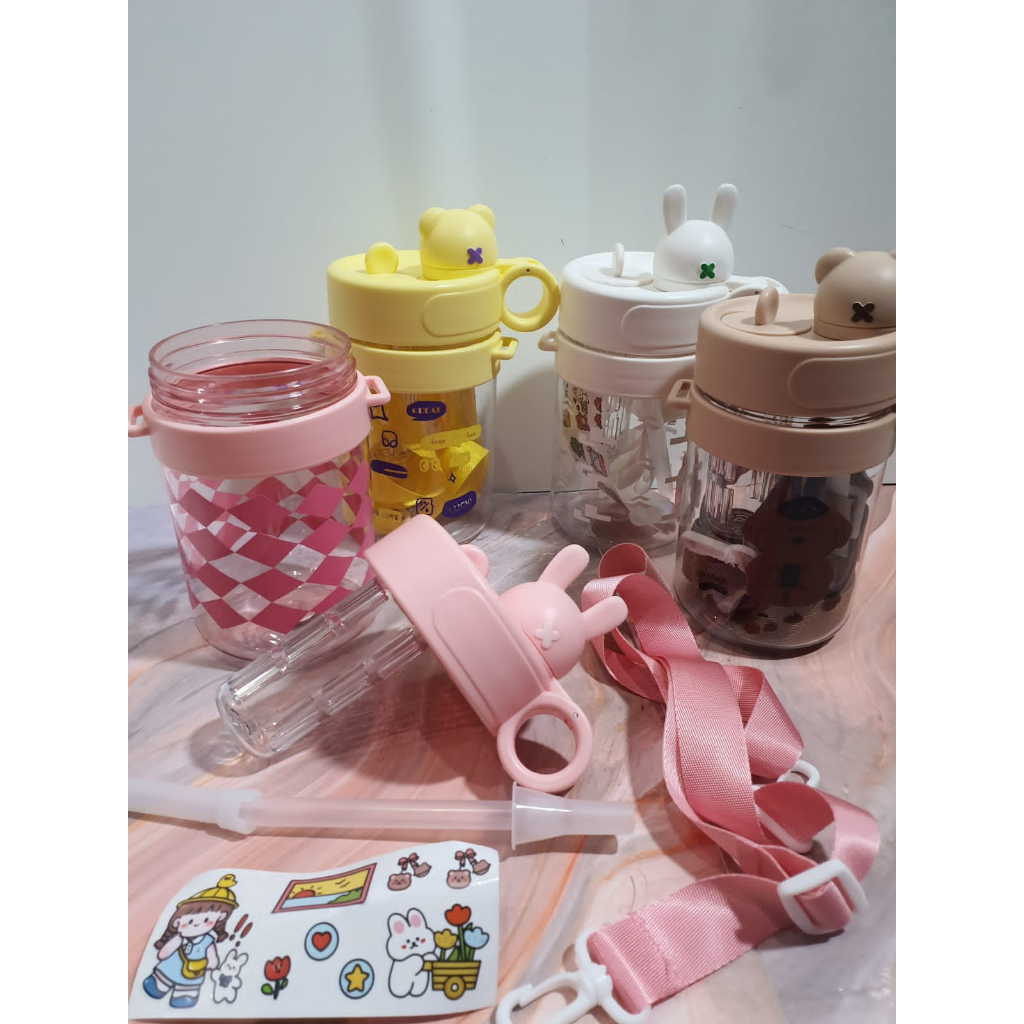 Tumbler Infuser Tutup Kelinci dan Beruang Heenoor 600 ml / Botol Infiser Heenoor