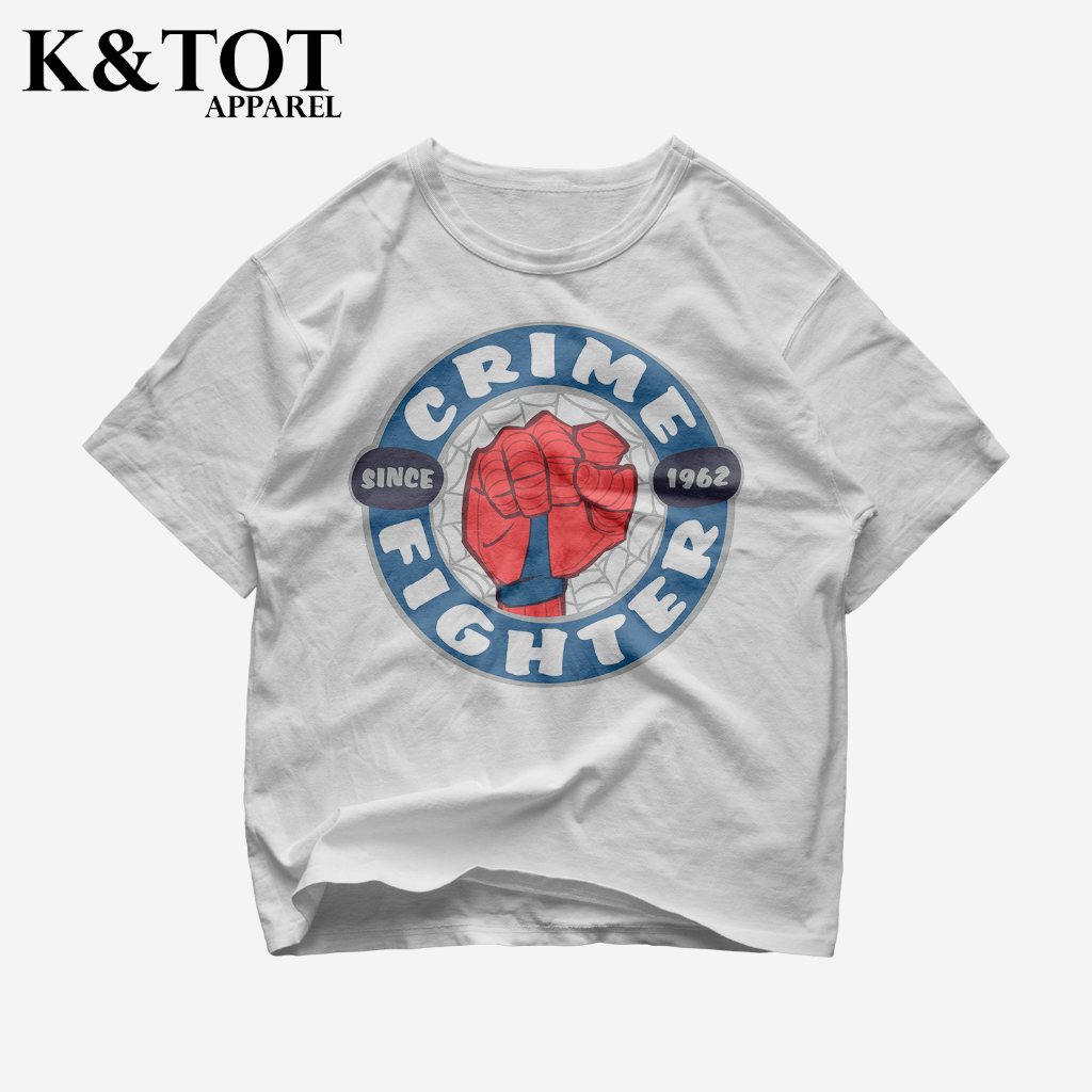 KNTOT - KAOS BAJU SPIDERMAN CRIME FIGHTER MARVEL AVENGERS | TSHIRT OVERSIZE VINTAGE PUTIH BOOTLEG - 