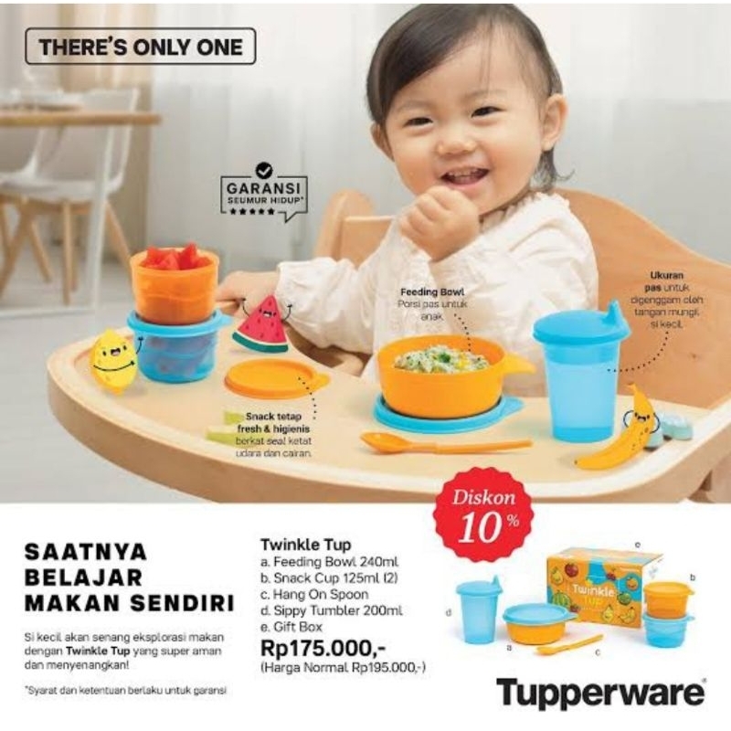 Tupperware Twinkle Tup Baby Meal Set / Sippy Cup With Cover / Tempat Makan Gelas Minum Bayi Balita