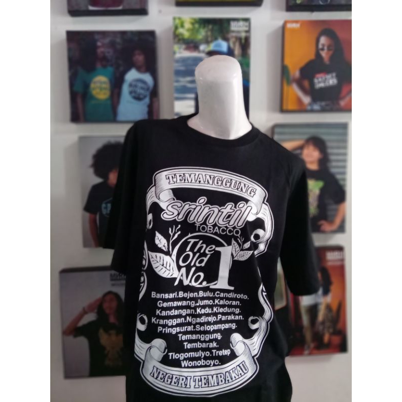 Kaos Menoreh "Srintil Tembak@u Temanggung, The Old No.1 Negeri Tembak@u" Dewasa Hitam