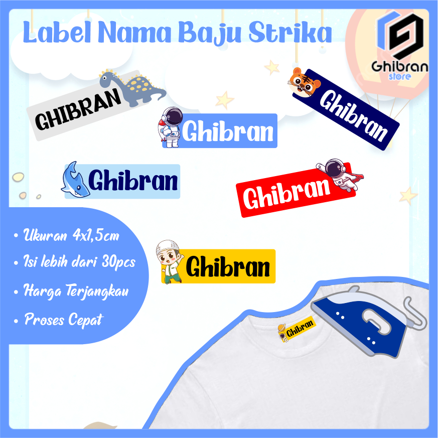 

Stiker kain custom Stiker waterproof Stiker Label nama anak isi 50pcs