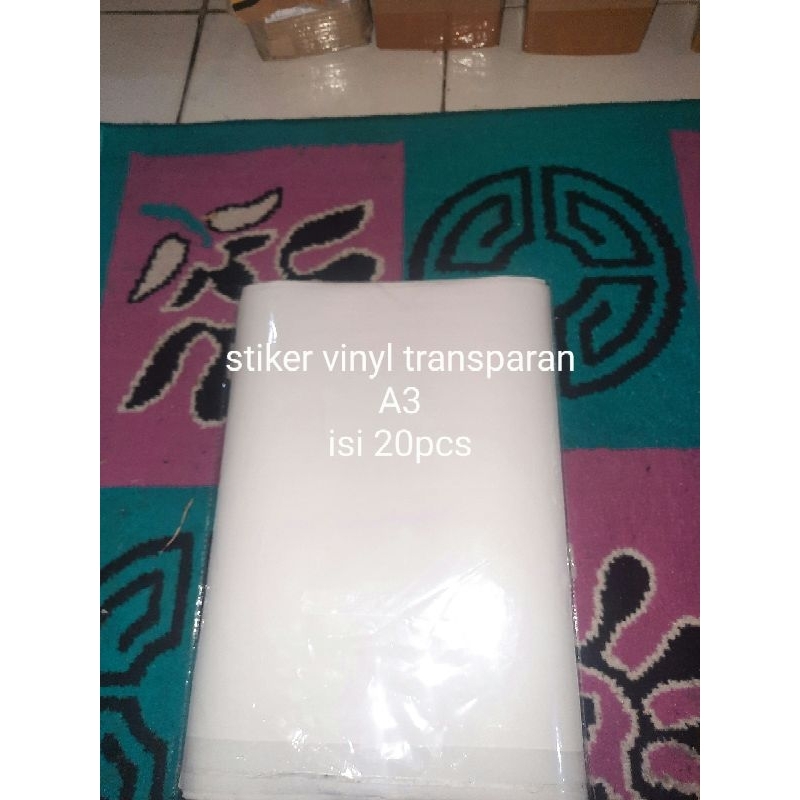 

Stiker Vinyl Transparan Sticker Vinyl Transparant 220GSM A3 isi 20pcs