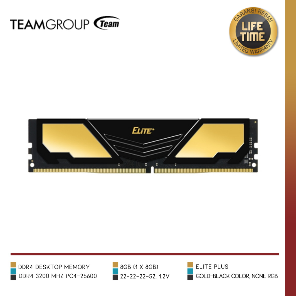 TEAM TPD48G3200HC2201 | Memory Elite Plus 8GB (1x8GB) DDR4 3200