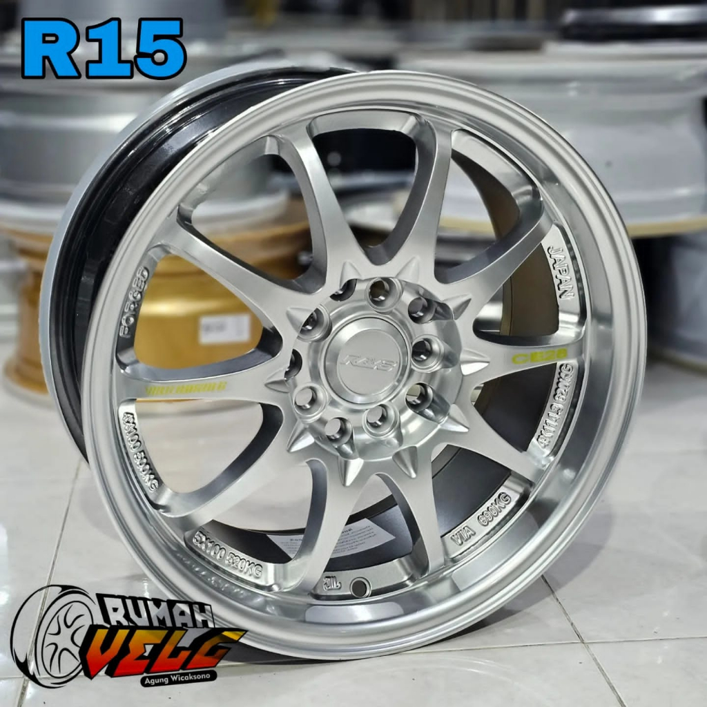 R15 Ce28 Pcd.5-100/ 114.3 (SILVER) VELG RACING MOBIL