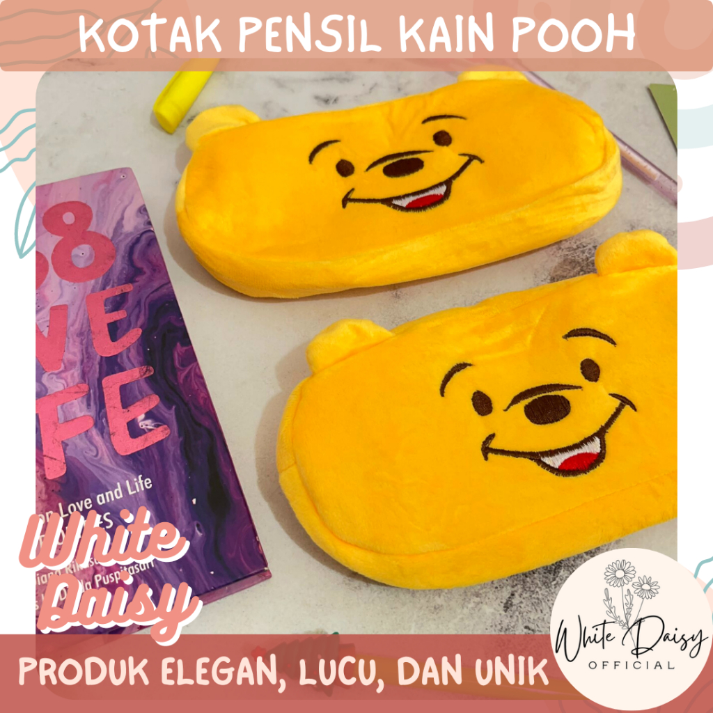 

Kotak pensil kain pooh pouch premium tempat pensil lucu winnie kuning