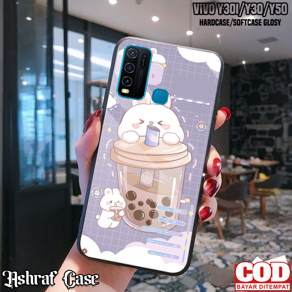 Case Hp Vivo Y30i / Y30 / Y50 - Casing Hp Vivo Y30 / Y30i / Y50 ( BBA ) Softcase Glass Kaca - Kondom