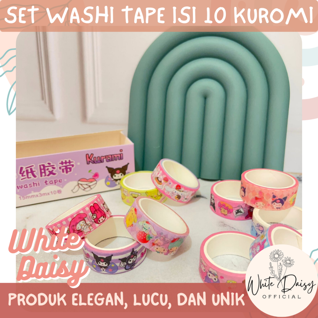 

Set washi tape isi 10 kuromi lucu imut hadiah unik gift melody purin