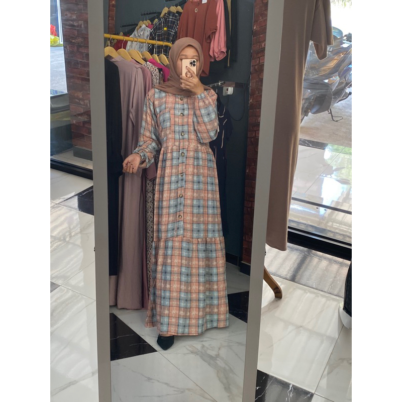 gamis model terbaru 2023/gamis kotak-kotak