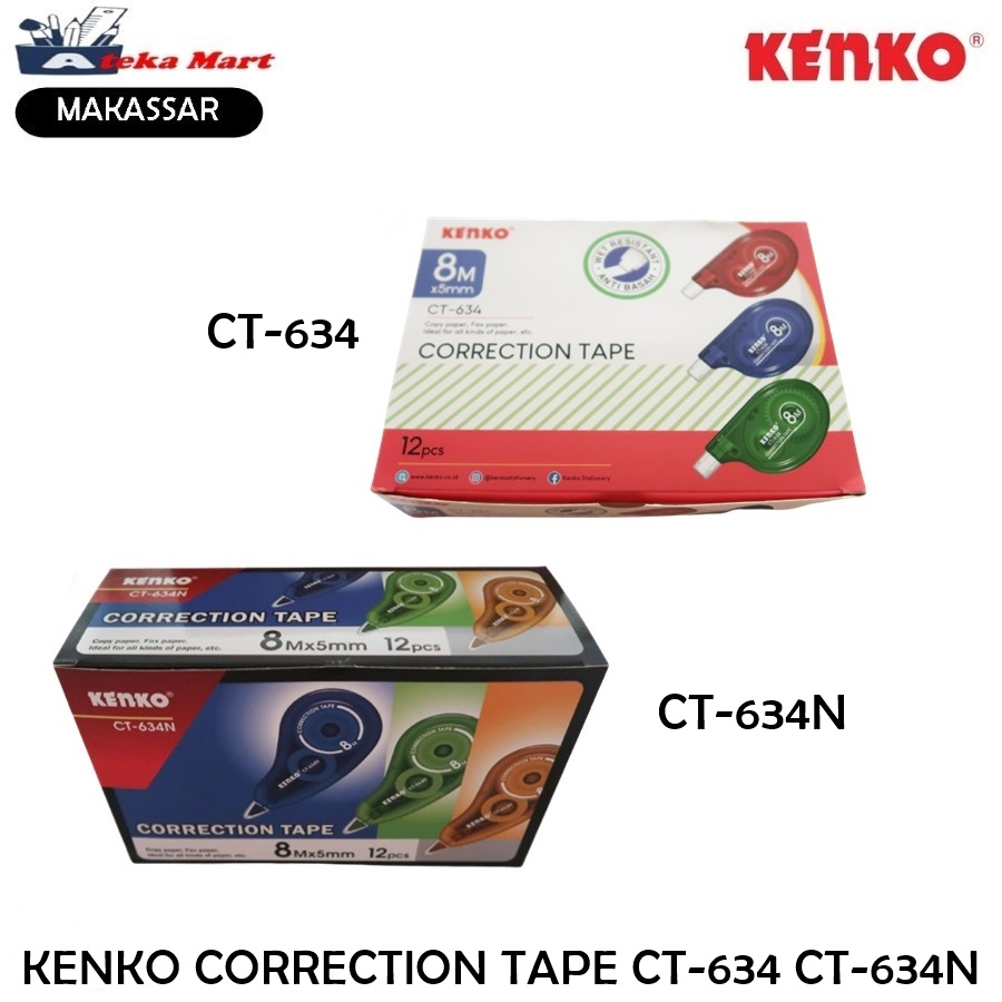 

[BOX/12PCS] KENKO CORRECTION TAPE CT-634 CT-634N / TIP EX KERTAS