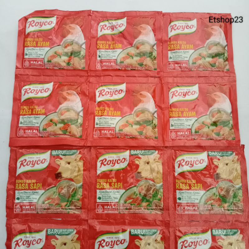 

Royco Bumbu kaldu rasa ayam dan sapi 1 Renceng isi 12pcs x8gr