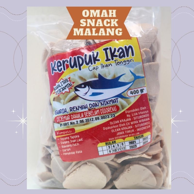 SNACK KERUPUK IKAN TENGIRI MENTAH KHAS SITUBONDO 400 GRAM CAMILAN KEKINIAN ENAK MURAH OLEH-OLEH KHAS