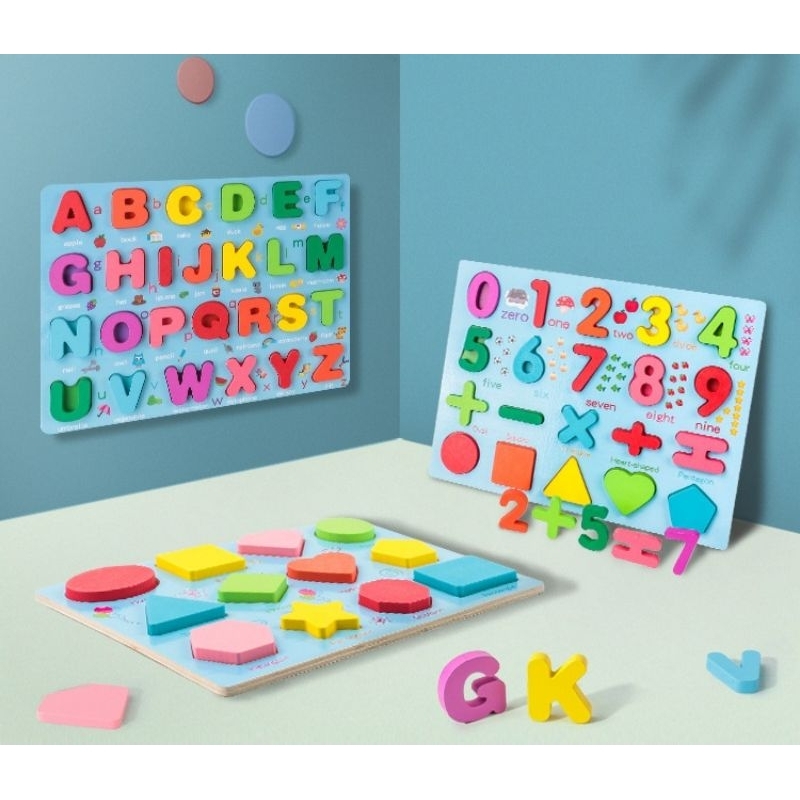 [Mymee] Puzzle Kayu anak 3D | Early Childreen educational Digital Word Motherboard