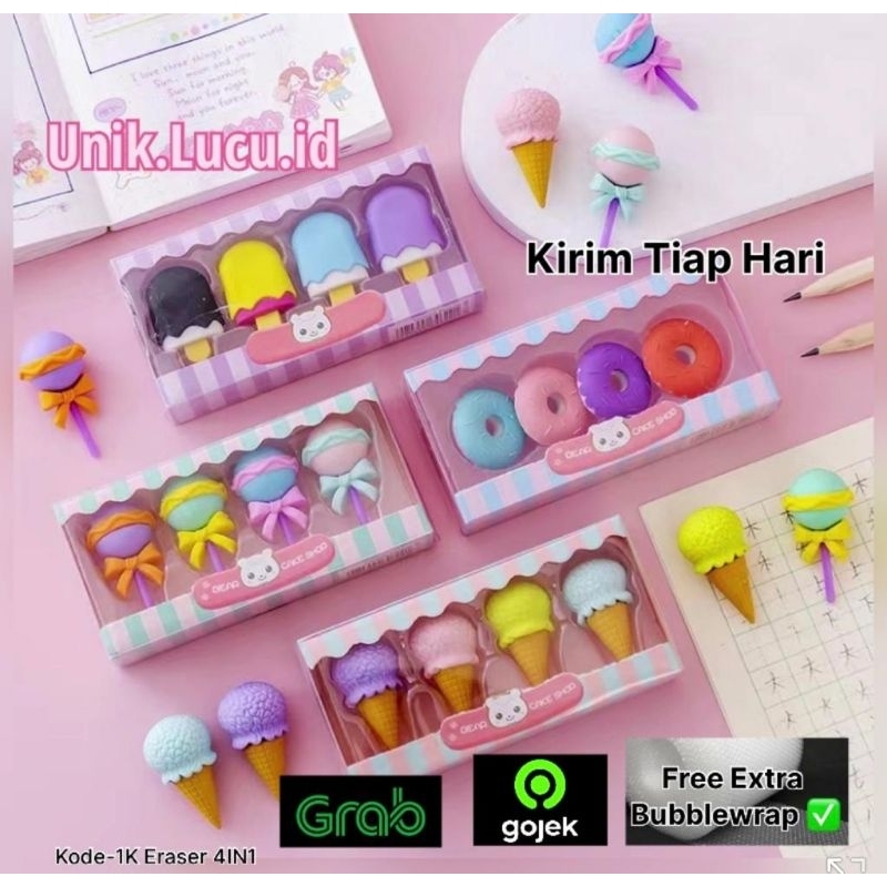 

4IN1 / 1K / PENGHAPUS PENSIL MODEL ICE CREAM DONAT LOLLIPOP POPSLICE / PENGHAPUS UNIK LUCU/ PERLENGKAPAN ANAK SEKOLAH