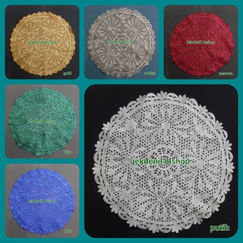 Taplak Meja Bulat Kecil Bordir uk:40×40cm