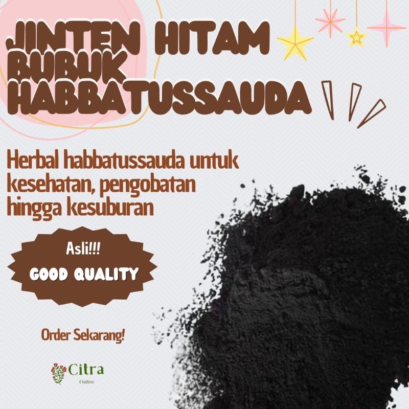 

JINTEN JINTAN HITAM HABBATUSSAUDA HABBATUSAUDA MURNI BUBUK 500 GRAM