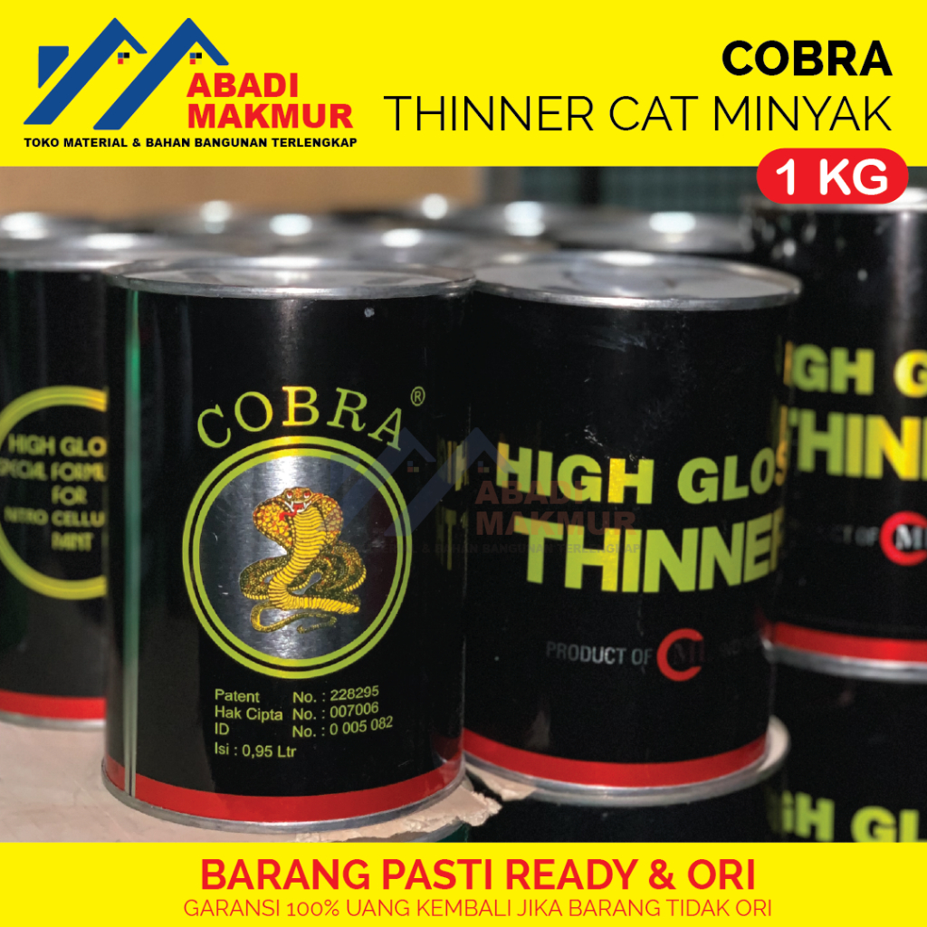 

Thinner Cobra Hitam / Tiner Pengencer Cat Minyak Kayu Besi 1 L