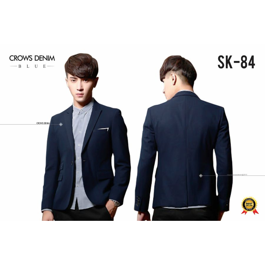 Setelan Jaz Blazer Pria Blue Skinny Suit Korean Style MANZONEID SK-84