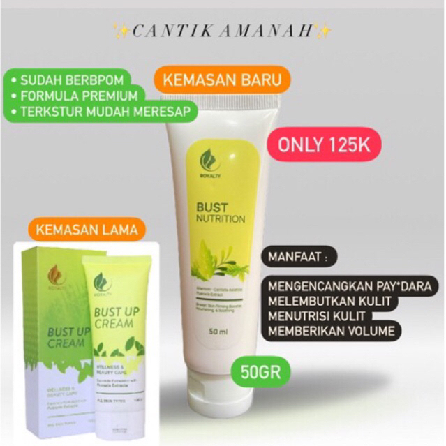ROYALTY Bust Up Cream Pengencang Payudara Pembesar Payudara Alami 100% Halal BPOM