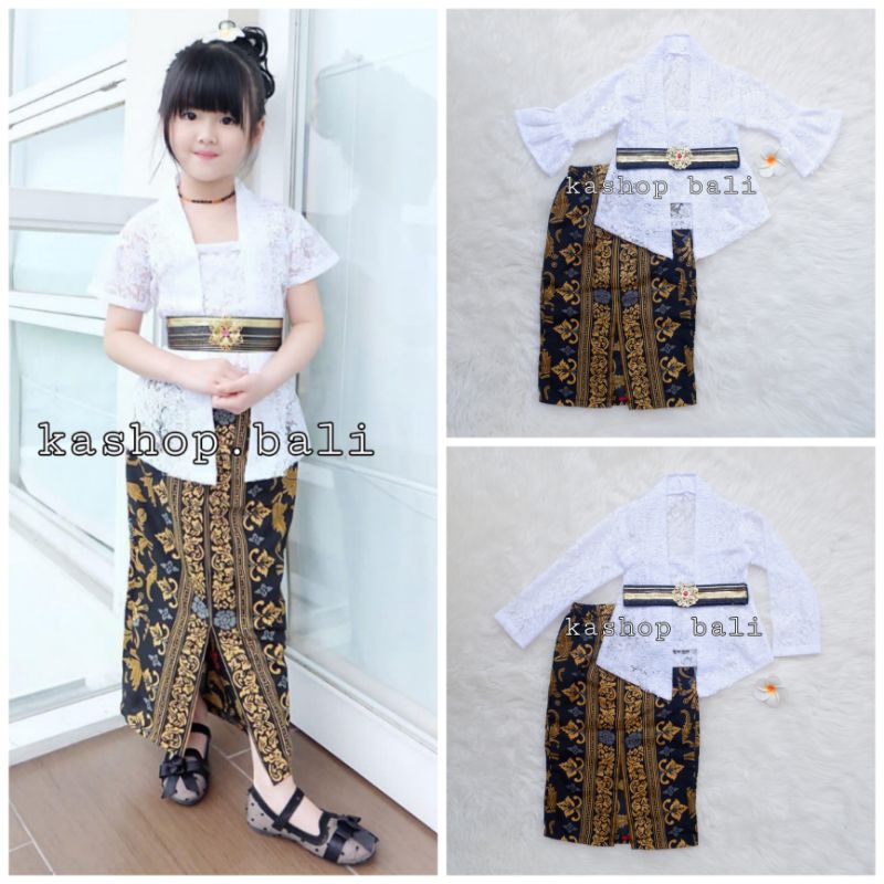 SET KEBAYA ANAK PUTIH - RAMBAT HITAM GOLD