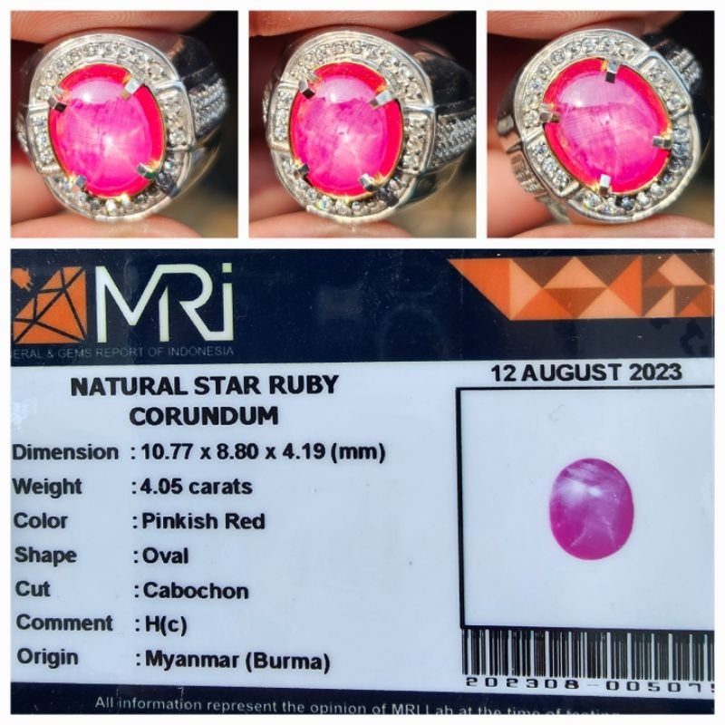 Natural Star Ruby Burma Myanmar Memo 4.05 crt