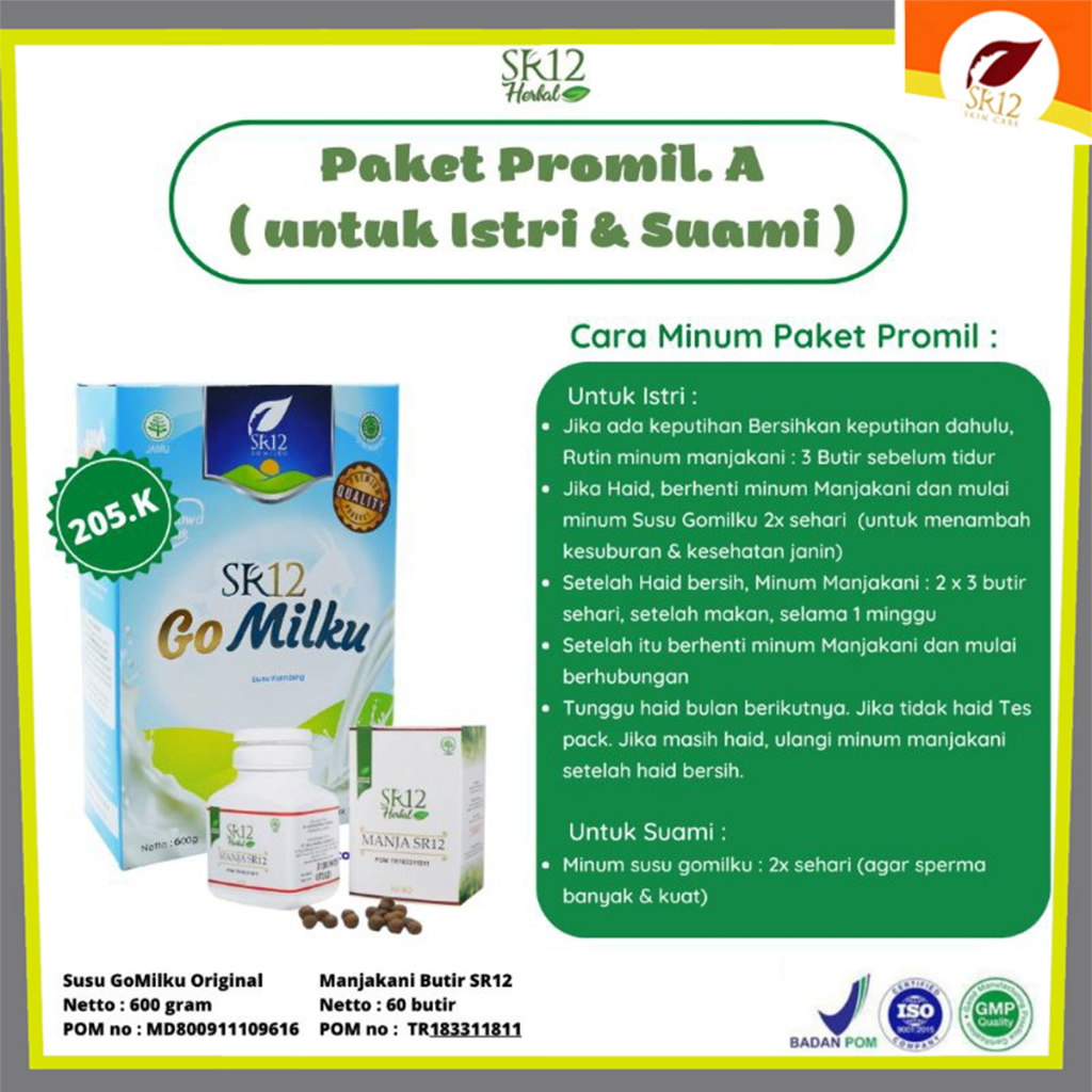 SR12 Paket Promil untuk Istri dan Suami  Program Hamil Manjakani dan Susu Gomilku, membersihkan miss