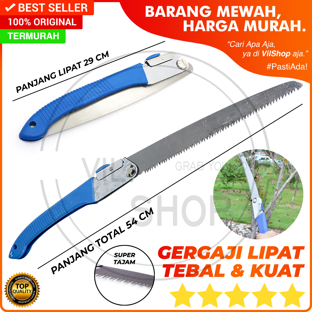 GERGAJI LIPAT 54 CM GAGANG KARET FOLDING SAW GERGAJI KAYU TRIPLEK DAHAN RANTING CABANG POHON BROTI P
