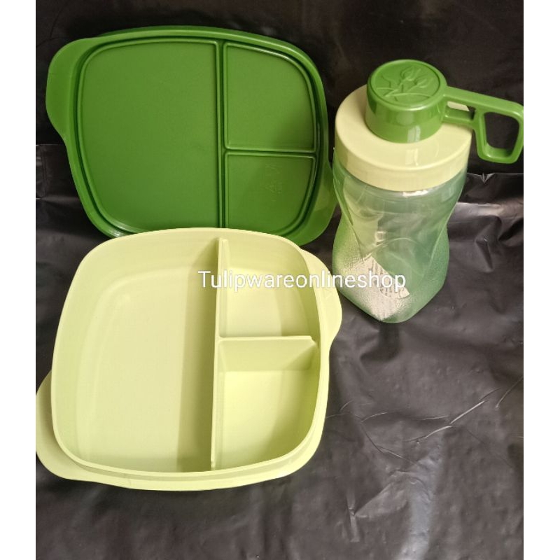 Promo Paket  Tempat makan & botol Minum Tulipware Trio Box wadah makan dan Mini Splash bottle Tulipw