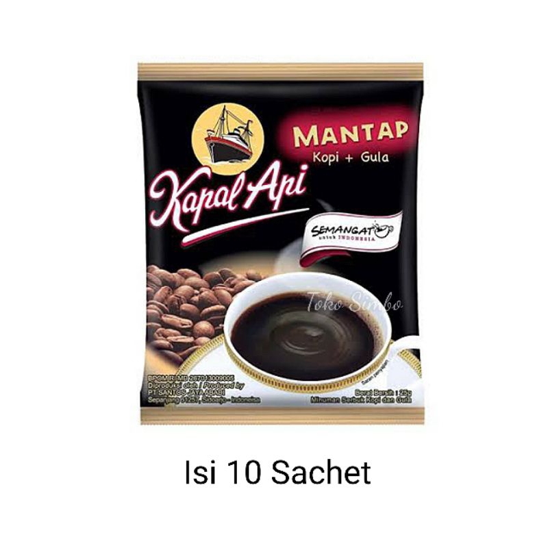 

Kopi Kapal Api mantap Kopi + gula renceng isi 10 sachet
