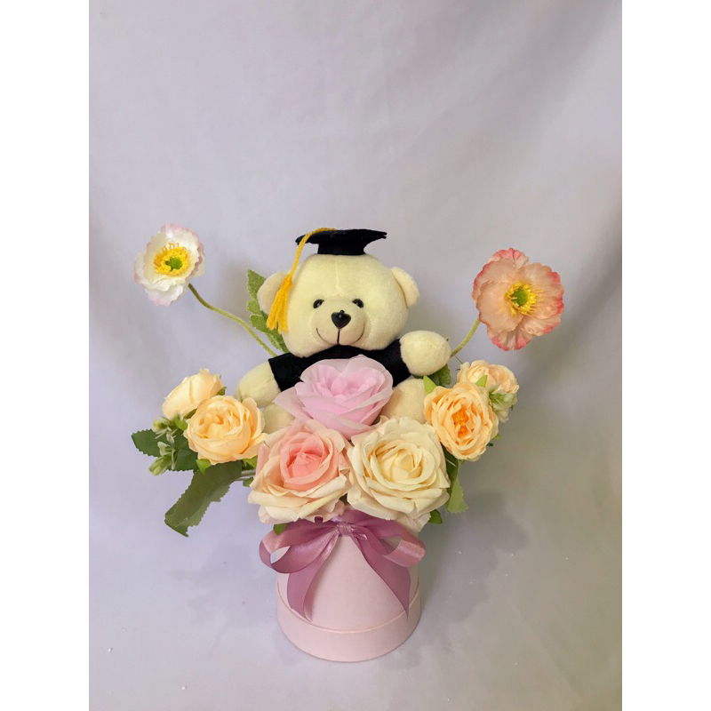 Bloom box boneka wisuda | Artificial flower | Bunga meja