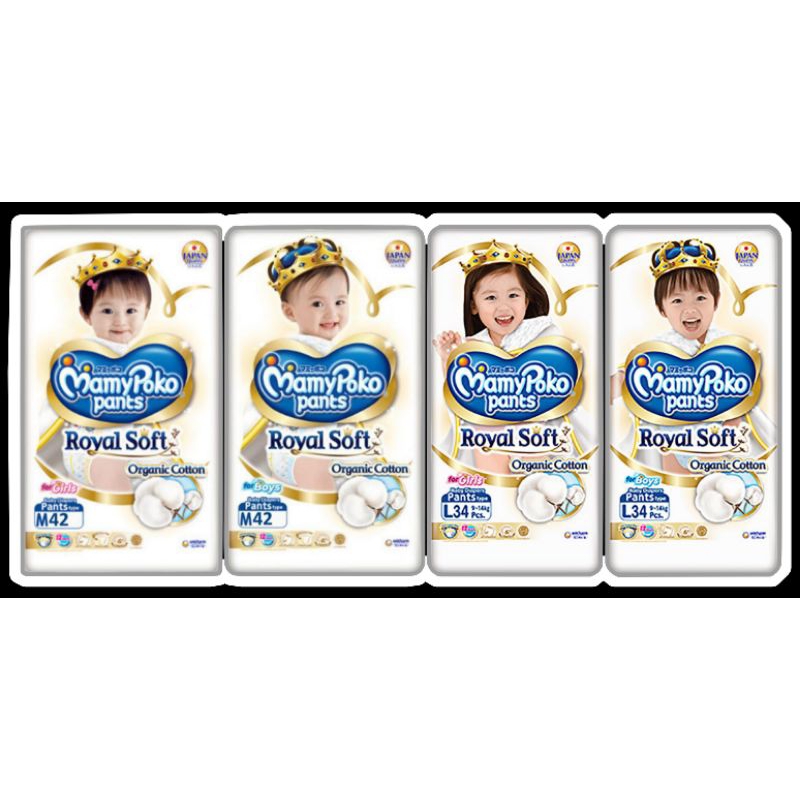 1 Karton Mamypoko Royal Soft Boys/Girls M42 L34 XL30