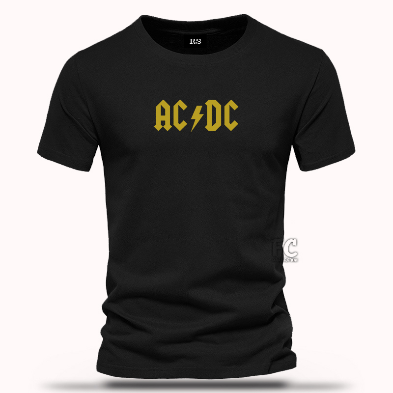Kaos AC DC Original Kaos Lengan Pendek Cowok-Cewek Sablon Gold Kaos Katun