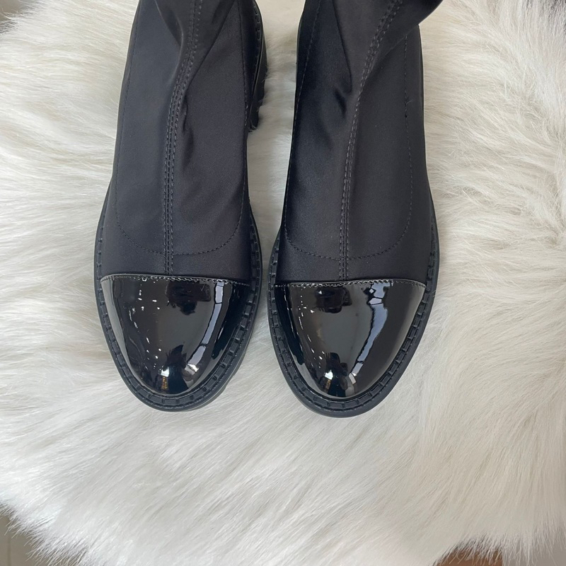 Terlaris Heeled Boots 3Cm Leather Mix Glossy By Zara Import High Quality Fashion Shoes Sepatu Wanita