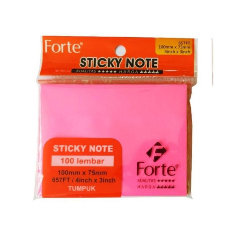 

Sticky Note FORTE Warna / Kertas Memo Tempel Warna (100mm x 75mm) 657 FT
