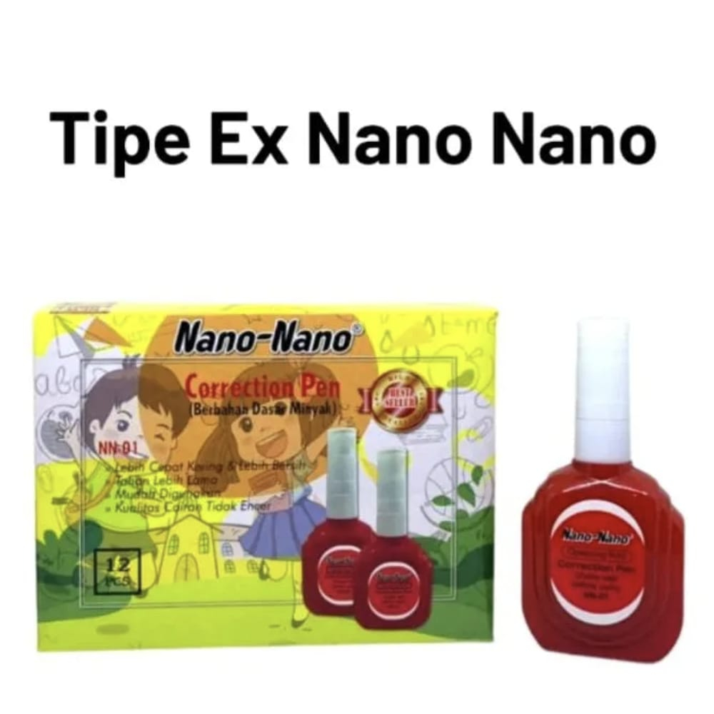 

1 KOTAK ISI 12 PCS TIP EX CAIR CORRECTION FLUID NANO NANO