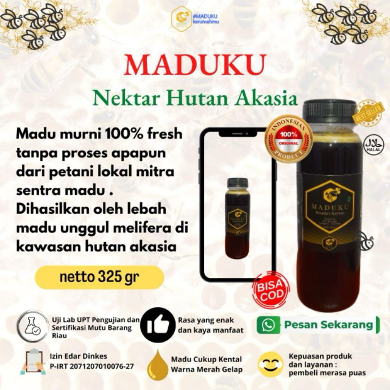 

Madu Murni Asli Nektar Hutan Akasia Maduku Netto 325 G Lulus Uji Lab