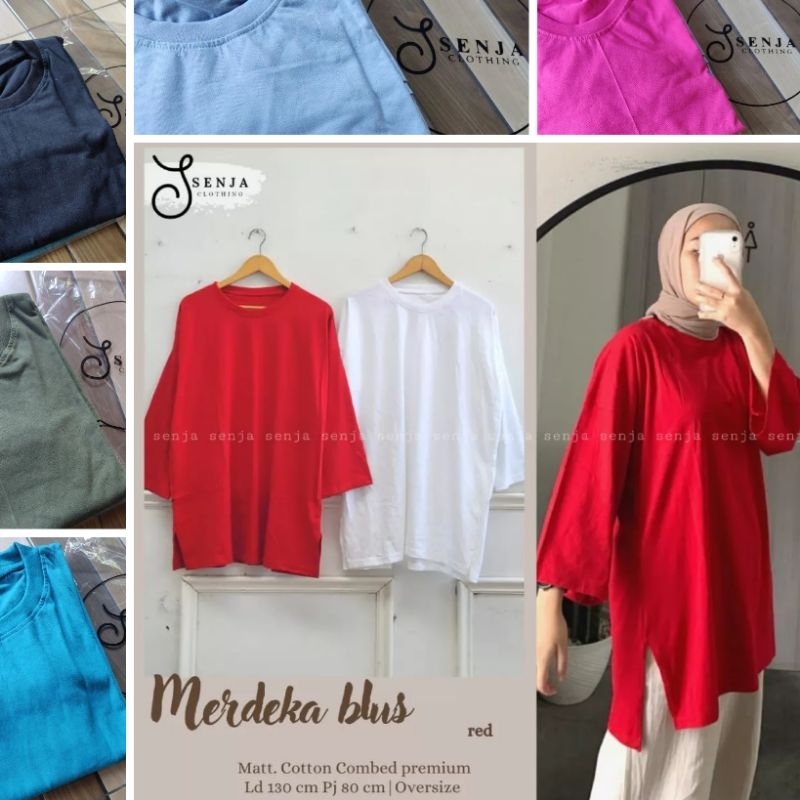MERDEKA oversize | ld 130 | Premium Combed 24s Cotton | by SENJA | Atasan kaos blouse wanita with sl