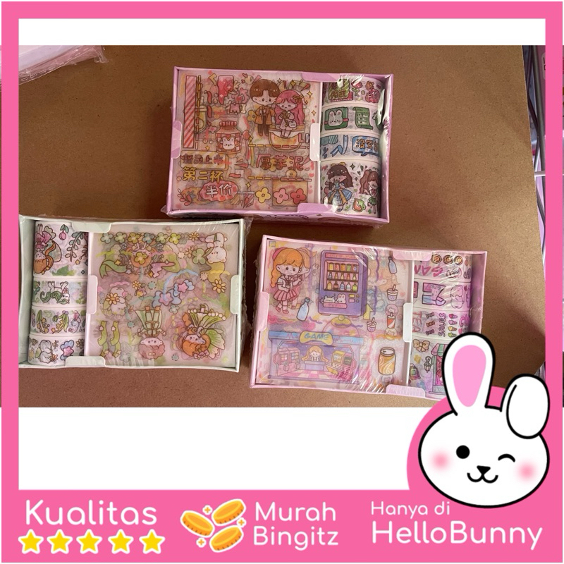 

Sticker Box Dan Roll Washitape / Sticker Motif Lucu