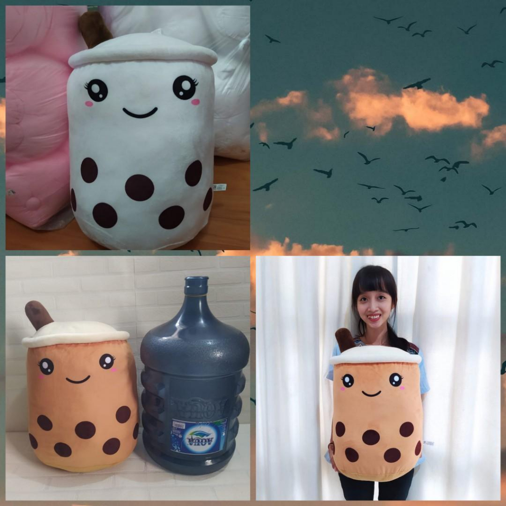 Terlaris [BISA COD]  Boneka boba coklat cute jumbo 43cm Ukuran Galon