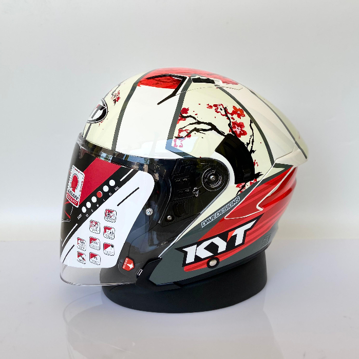 KYT NFJ Xavi Sakura Original Helm Open Face NF-J Motif Pembalap Flagship Double Visor