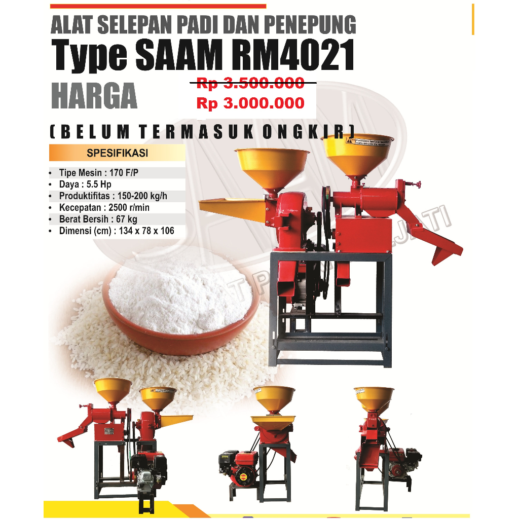 Kombinasi Alat / Mesin Giling Padi dan Penepung SAAM RM4021 Multifungsional