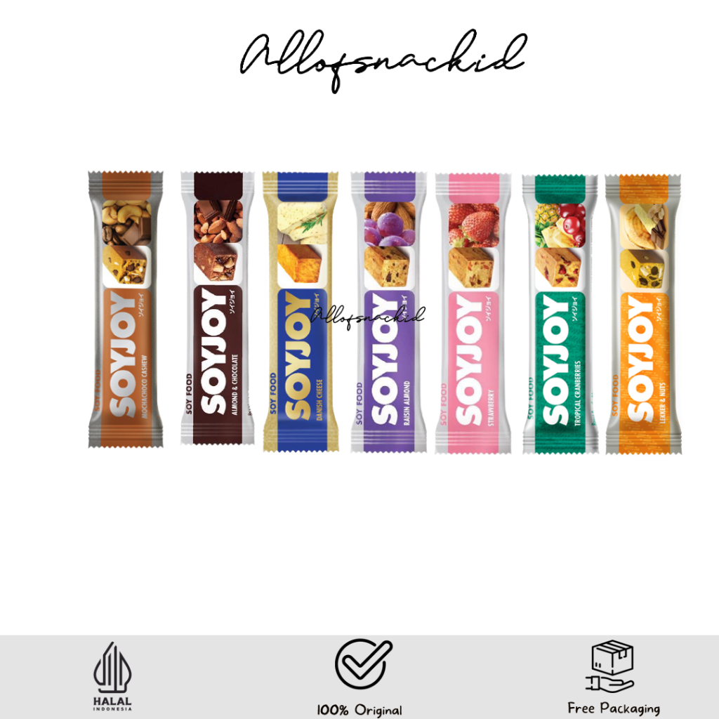 

Soyjoy - Snack Bar - Camilan Instan Diet - Snack ready to go - Soy Food Solution - Almond Choco / Raisin Almond / White Macadamia / Mochachoco / Strawberry