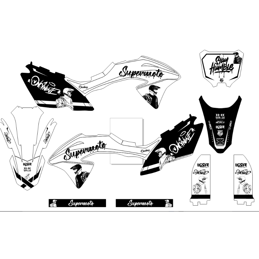 decal fullbody keren klx bf keren motif hitam putih