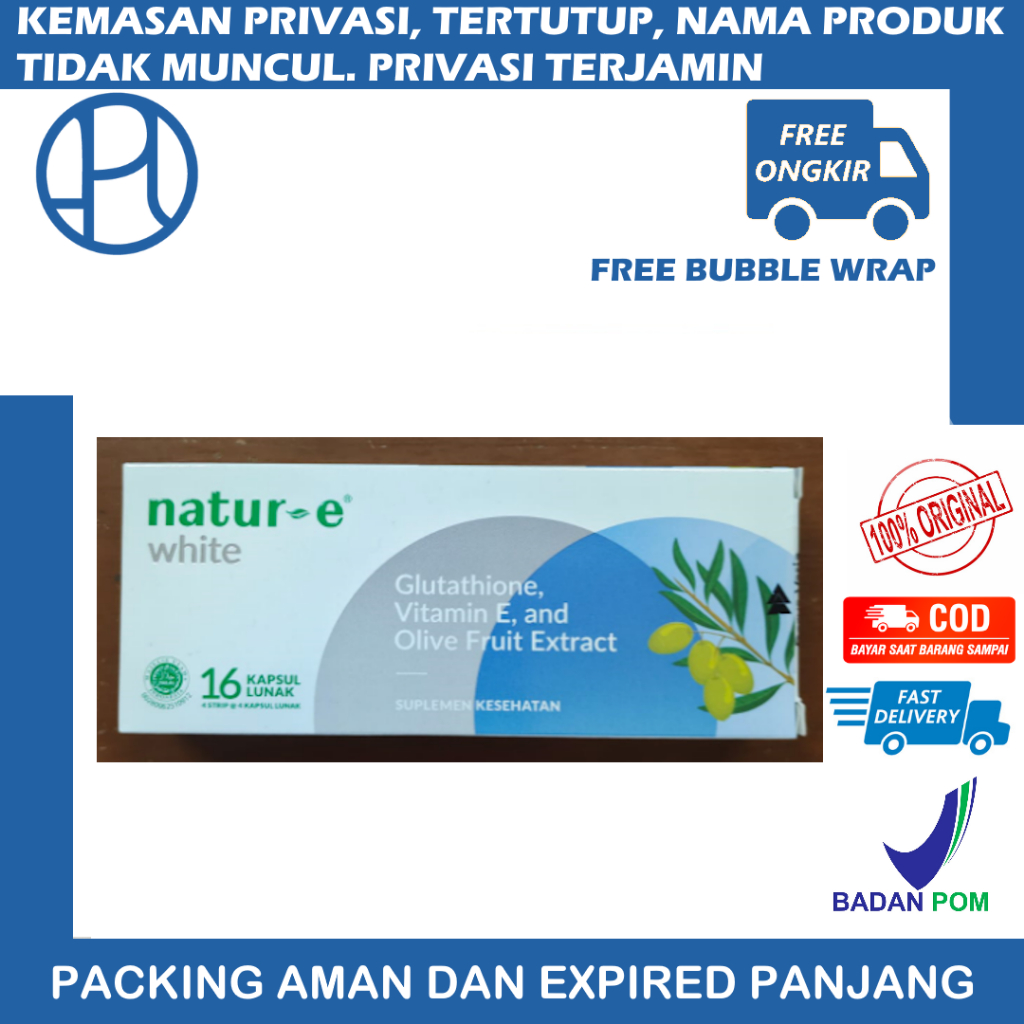 NATUR E WHITE ISI 16 KAPSUL LUNAK NATUR-E WHITE NATURE OLIVE FRUIT VITAMIN E GLUTATHIONE