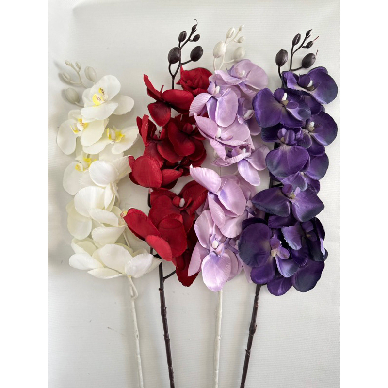 Bunga anggrek palsu kain artificial dekorasi pernikahan pajangan pot lamaran seserahan hantaran