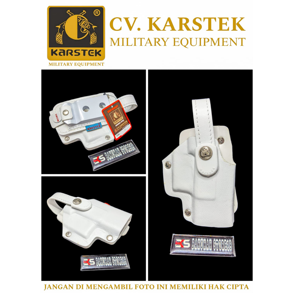 SARUNG SENJATA HOLSTER KULIT PRES PUTIH - SENJATA HS - WADAH SENJATA HS PANJANG KE BAWAH SARUNG HP 4